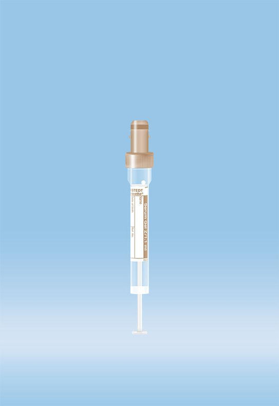 Sarstedt Gel S-Monovette Sterile Blood Collection Tube, 1.1 mL, Z-Gel Serum, Brown - SAR061667001