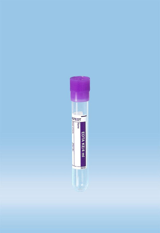 Sarstedt Base Polypropylene with Push Caps Tube, Blood, Round, 4ML, 75X12, Pp, Edta - SAR36338100
