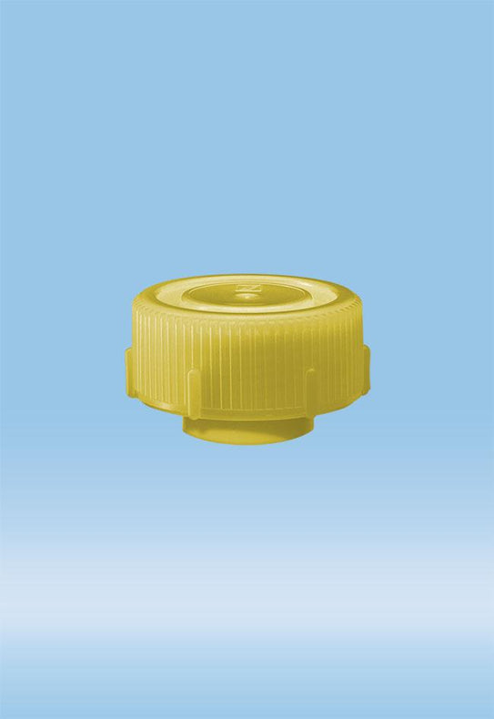 Sarstedt container Cap, Screw, for 30MM Mailing Cont, Yellow - SAR65679004