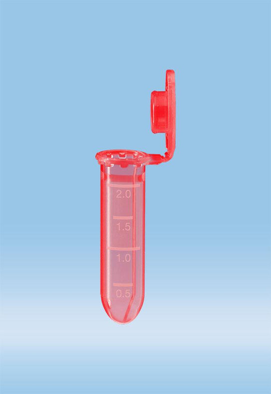 Sarstedt Microtube with Attached Micro Tube, 2ML, Pp, Wide Hinge Cap, Red - SAR72691002