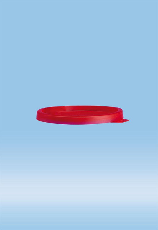 Sarstedt PE Snap-on Lid, Snap On, Polyethylene, without Spout, for 75.1355, Red - SAR761414