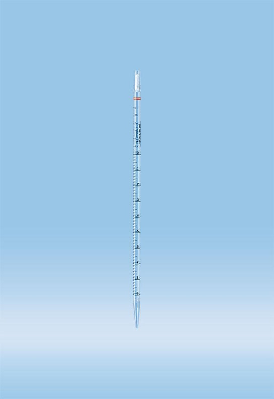 Sarstedt Clear Polystyrene Pipette Pipet, Serological, 10ML, Orange - SAR861254