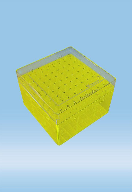 Sarstedt Storage Cryo Box, Tall, 81 Tubes, Yellow - SAR93875481