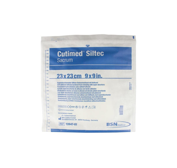 Bsn Medical with Border Cutimed Siltec Sacrum Sterile Foam Dressing, 7" x 7" - 7328700 - 5 Each