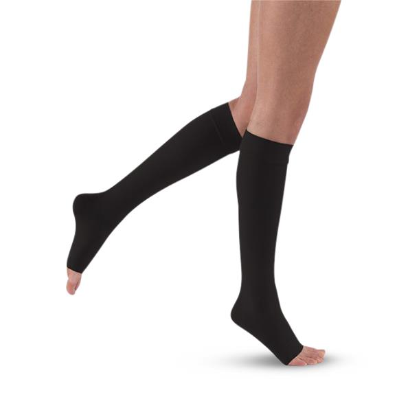 Bsn Medical Knee Highs Jobst Relief Knee-High Compression Stockings, Open Toe, 20 mmHg to 30 mmHg, Black, Petite, Size S - SCS7865006