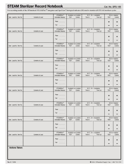 STERIS CORP Record Notebook Accessories SPS-100 1 Each - MDL-SDCSPS100