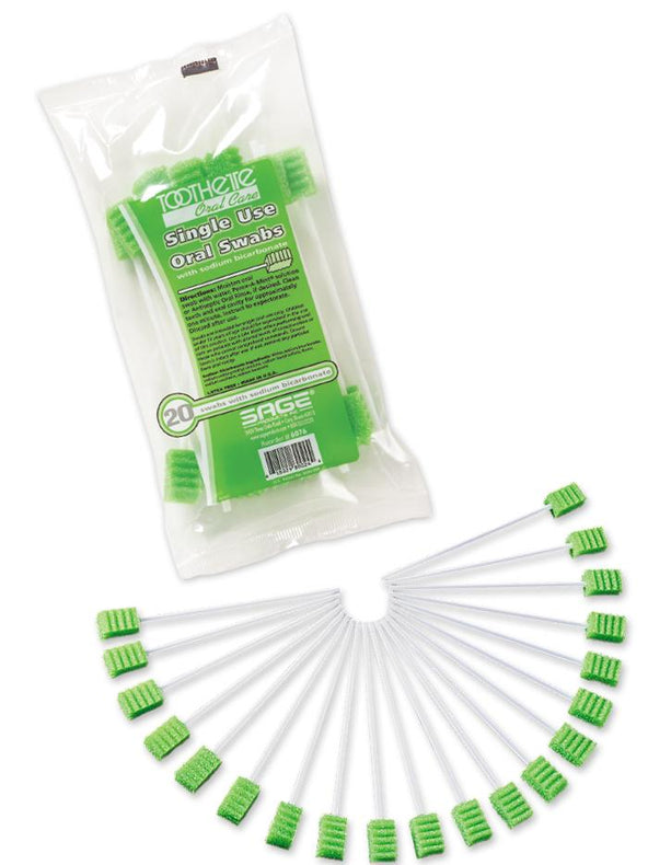 Toothette Plus Swabs with Sodium Bicarbonate - 6076 - 20 Each - MDL-SGE6076Z