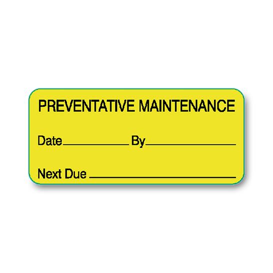 Shamrock Biomedical Engineering Equipment Preventative Maintenance Label, Yellow, 1" x 2.25" - SHMME30PMST2