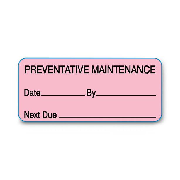 Shamrock Biomedical Engineering Equipment Preventative Maintenance Label, Pink, 1" x 2.25" - SHMME30PMST7