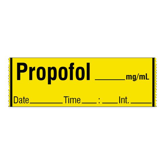 Shamrock Anesthesia Drug with Date / Time / Initial SA-205-DTI - Yellow Propofol Tape Label for Syringe Identification, 500 each per roll - MDL-SHMSA205DTI