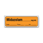 Shamrock Anesthesia Drug with Date / Time / Initial SA-212-DTI-PRE Pre-Cut Syringe ID Label, 1/2" x 500", Midazolam, Orange - MDL-SHMSA212DTIPR - 33 Each