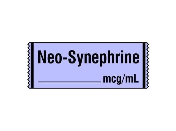 Shamrock Anesthesia Drug with Date Time Initial SA-285 - Neo-Synephrine Label Mcg / mL - MDL-SHMSA285