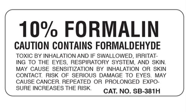Shamrock Labels Shamrock Pathology Specimen Storage Caution Labels SB-381H - 500.0 Each - MDL-SHMSB381H