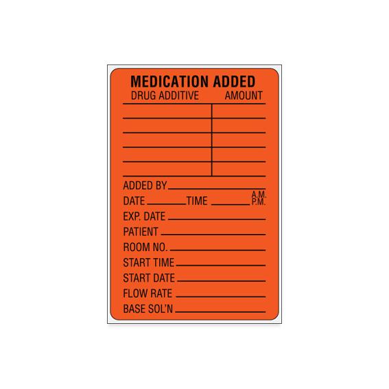Shamrock Labels "Medication Added" Identification Labels SMA-14 -