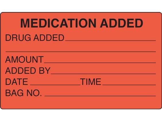 Shamrock Labels "Medication Added" Identification Labels SN-2000 - 1000.0 Each