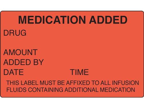 Shamrock Labels "Medication Added" Identification Labels SN-2001 - 1000.0 Each
