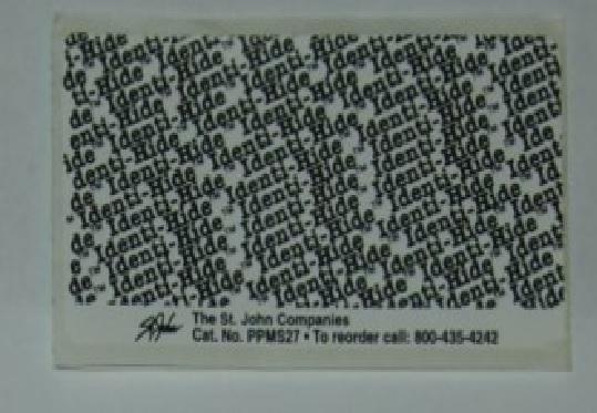 Identi-Hide Privacy Protection Label - PPMS27 - - MDL-SJCPPMS27