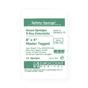 Stryker SurgiCount Medical Gauze Sponge, Double X-Ray, 12-Ply, 8