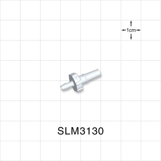 Male Luer Slip, Barbed, White, 100/Bag - Fits 3/32 inch ID Tubing (0.094 inch, 2.38 mm) - SLM3130