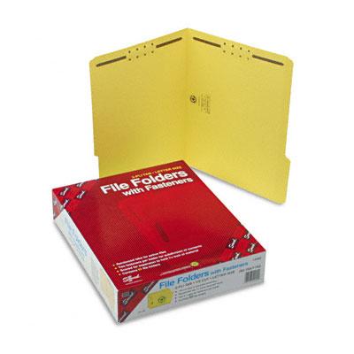 Smead Colored with Reinforced Yellow 1/3 Cut Assorted Top Tab 2-Fastener Classification Folders, 2" Capacity Prong Fasteners, Letter Size - 12940 - 50 Each