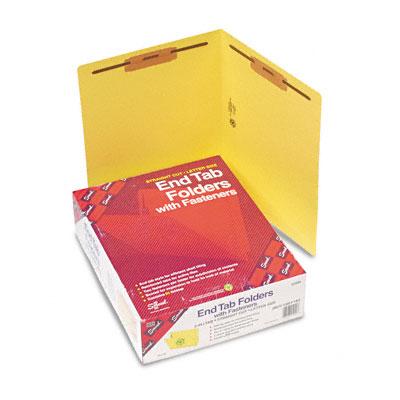 Smead Colored-End Fastener Folders, 2" Capacity, End Tab, Straight, Letter, Yellow - SMD25940