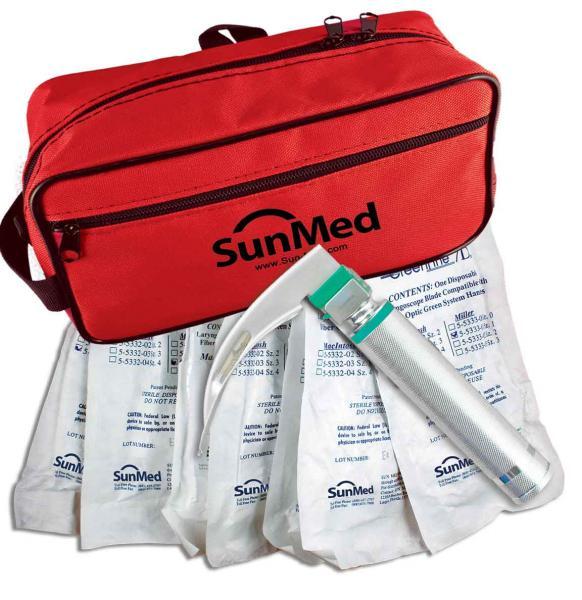 Sunmed Fiber-Optic GreenLine D Laryngoscope Kits with Pouch 5-5333-57 - 1.0 Each - MDL-SMI5533357