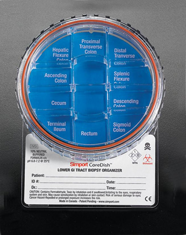 Simport Scientific 12-Compartment CoreDish Lower GI Tract Biopsy, 12 Compartments, Filled with Formalin - M970-D12LGI - 10 Each