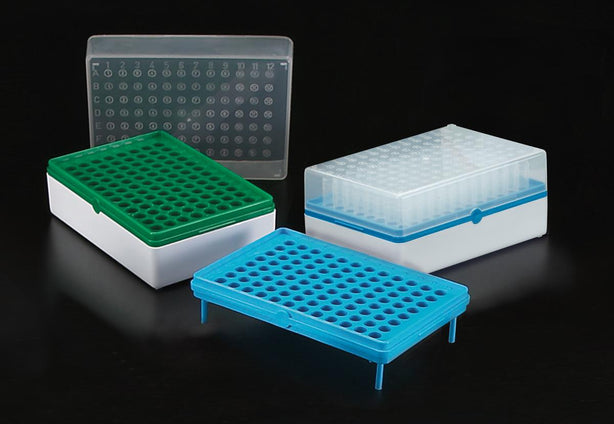 Simport Scientific BioTube T100-4B Rack and Box with 12 Strips of 8 Tubes, Sterile, Blue - MDL-SMPT1004B - 10 Each