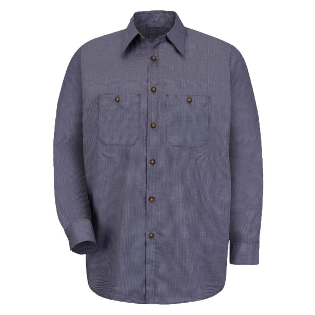 Vf Workwear-Div Vf Imagewear (W) Sleeve Patterned Industrial Unisex 65% Polyester/35% Cotton Long Sleeved Work Shirt, Blue / Charcoal - SP10EXS - 1 Each
