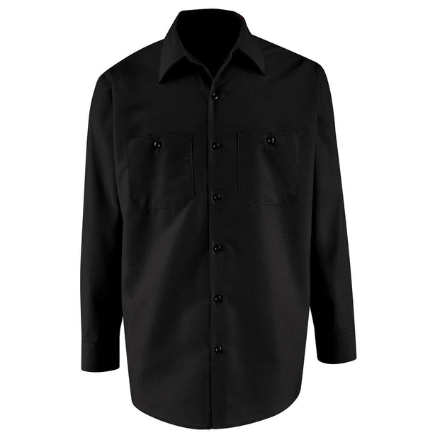 Long-Sleeve Industrial Work Shirt, Men's, Black, Size L, Long Sleeve - SP14BKL - 1 Each
