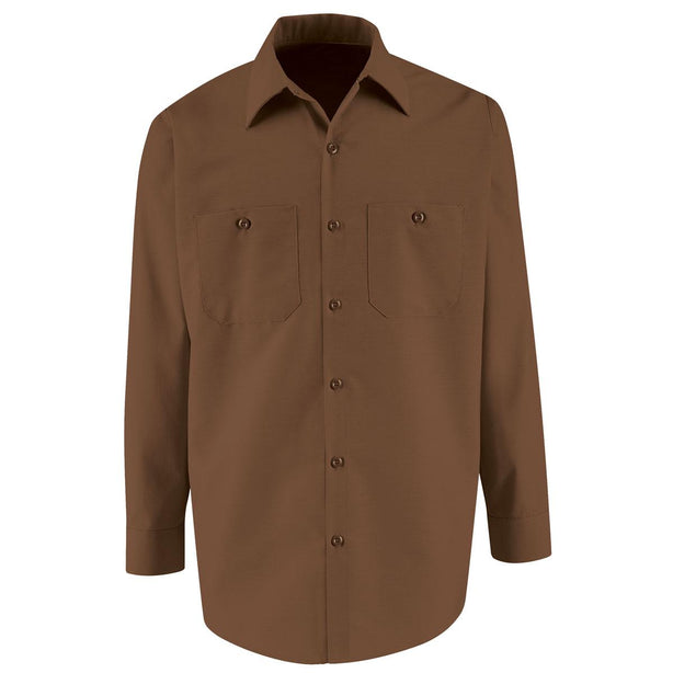 Long-Sleeve Industrial Work Shirt, Men's, Chocolate Brown, Size M, Long Sleeve - SP14CBM - 1 Each