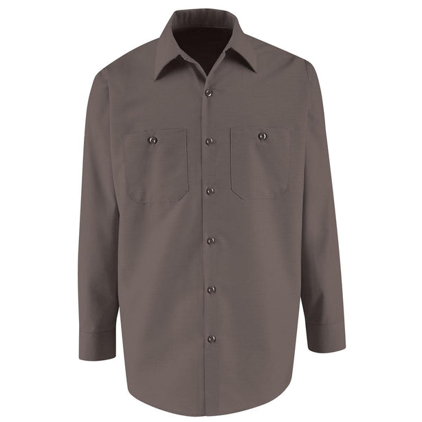Long-Sleeve Industrial Work Shirt, Men's, Charcoal, Size 2XL, Long Sleeve - SP14CHXXL - 1 Each