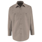 Long-Sleeve Industrial Work Shirt, Men's, Gray, Size L, Long Sleeve - SP14GYL - 1 Each