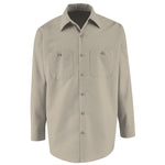 Long-Sleeve Industrial Work Shirt, Men's, Light Gray, Size 4XL, Long Sleeve - SP14LA4XL - 1 Each