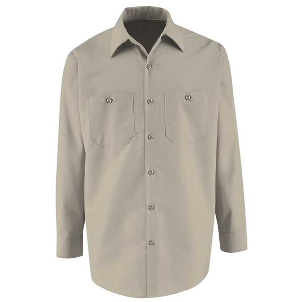 Long-Sleeve Industrial Work Shirt, Men's, Light Gray, Size 4XL, Long Sleeve - SP14LA4XL - 1 Each