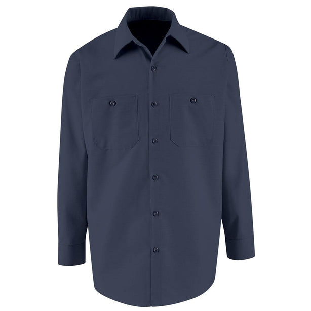 Long-Sleeve Industrial Work Shirt, Men's, Navy, Size 4XL, Long Sleeve - SP14NV4XL - 1 Each
