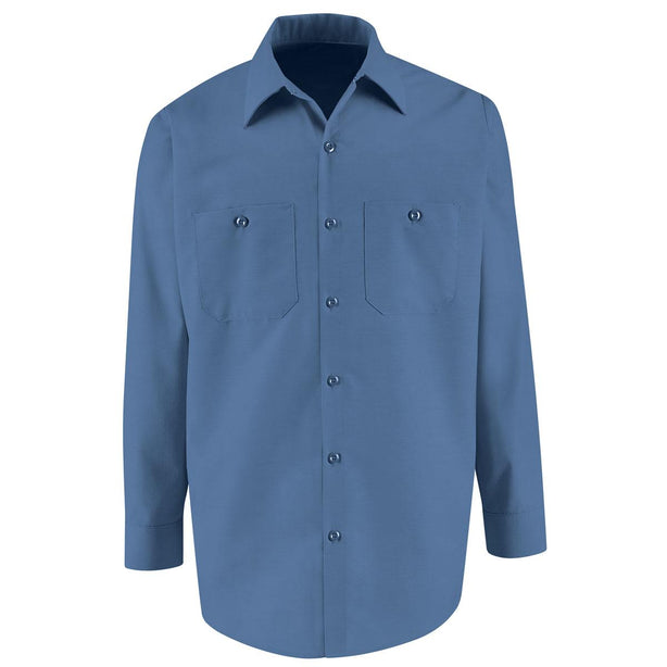 Long-Sleeve Industrial Work Shirt, Men's, Postman Blue, Size 4XL, Long Sleeve - SP14PB4XL - 1 Each
