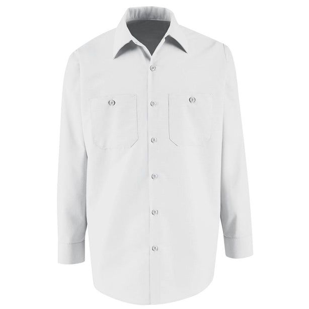 Long-Sleeve Industrial Work Shirt, Men's, White, Size XL, Long Sleeve - SP14WHXL - 1 Each