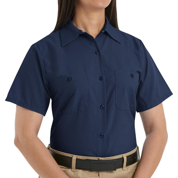 Vf Workwear-Div / Vf Imagewear (W) Short Sleeve SP23NV Short-Sleeve Industrial Solid Work Shirt, Women's, Navy, Size 2XL - XXL - 1 Each
