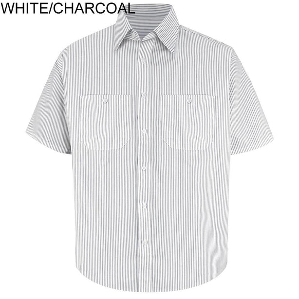 Men's Dress Shirt, Short Sleeves, White and Gray Stripes, Size L, Striped - SP60CWLL - 1 Each