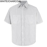 Men's Dress Shirt, Short Sleeves, White and Gray Stripes, Size L, Striped - SP60CWL - 1 Each