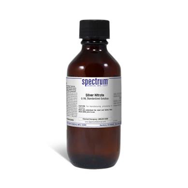 Spectrum Chemical Silver Nitrate, 0.1N, Standardized Inorganic Aqueous Solution, 4 L - S-163-4LTPL - 1 Each