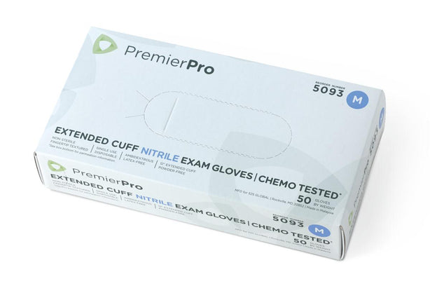 S2s Global PremierPro Powder-Free Extended Cuff Nitrile Exam Gloves 5093 - 500.0 Each - MDL-SQS5093