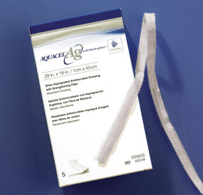CONVATEC Aquacel Ag Hydrofiber Ribbon Dressings with Strengthening Fiber 420128 5 Each - MDL-SQU420128