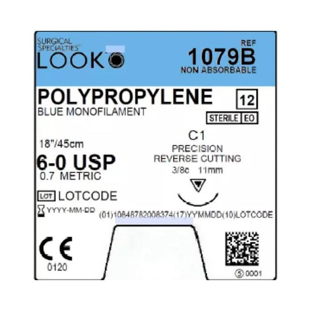 Surgical Specialties Polypropylene Monofilament Sutures 1079B - 12.0 Each - MDL-SUS1079B