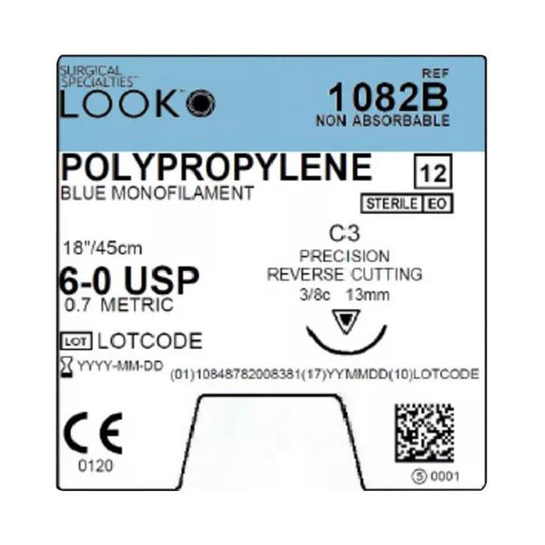 Surgical Specialties Polypropylene Monofilament Sutures 1082B - 12.0 Each - MDL-SUS1082B