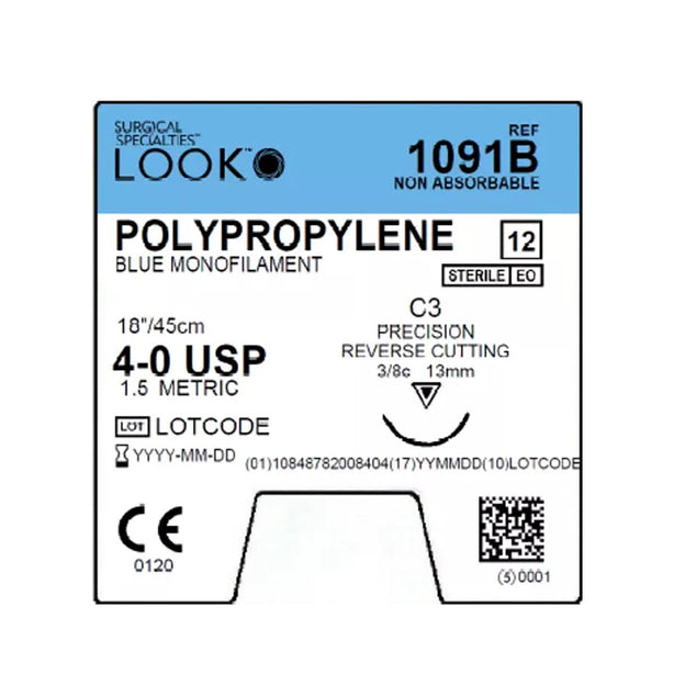 Surgical Specialties Polypropylene Monofilament Sutures 1091B - 12.0 Each - MDL-SUS1091B