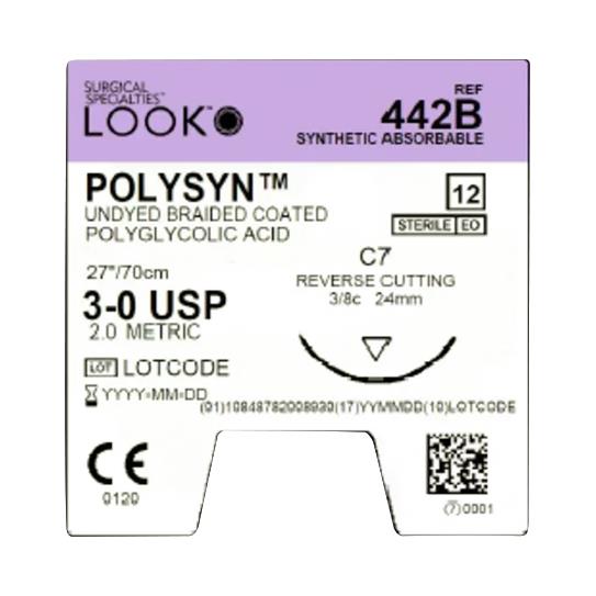 Surgical Specialties PolySyn Undyed Braided Sutures 442B - 12.0 Each - MDL-SUS442B