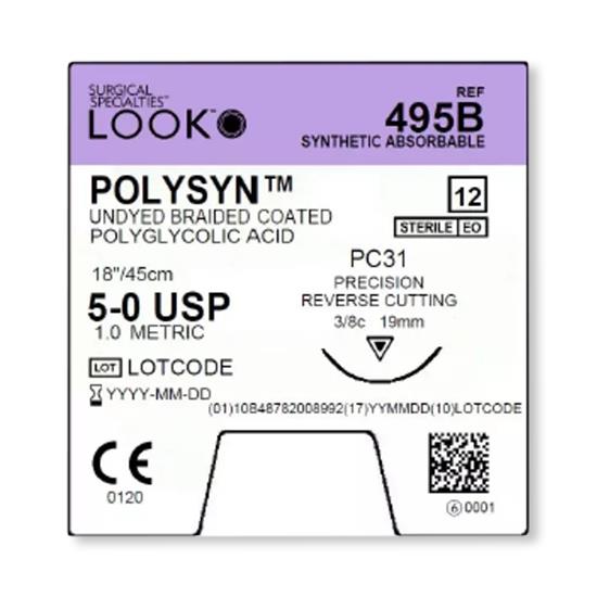 Surgical Specialties PolyGlycolic Undyed Acid Sutures 495B - 12.0 Each - MDL-SUS495B