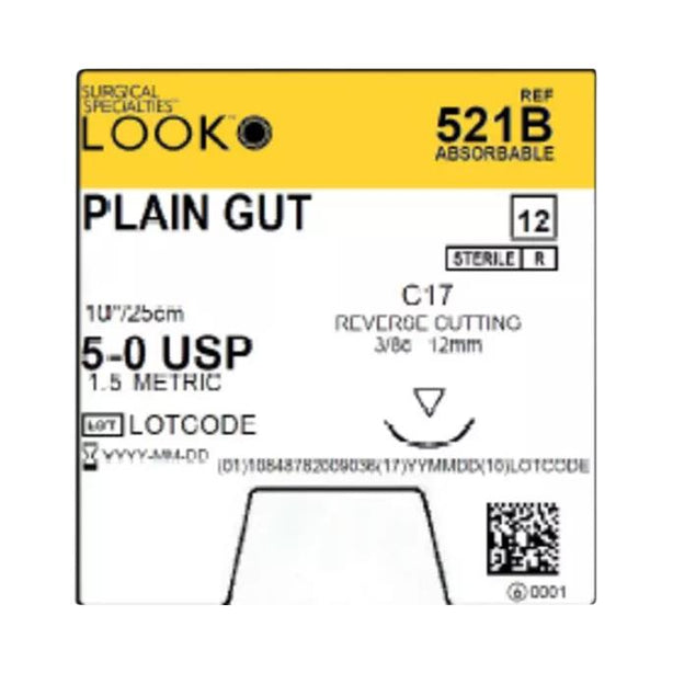 Surgical Specialties Reverse Cutting Plain Gut Sutures 521B - 12.0 Each - MDL-SUS521B